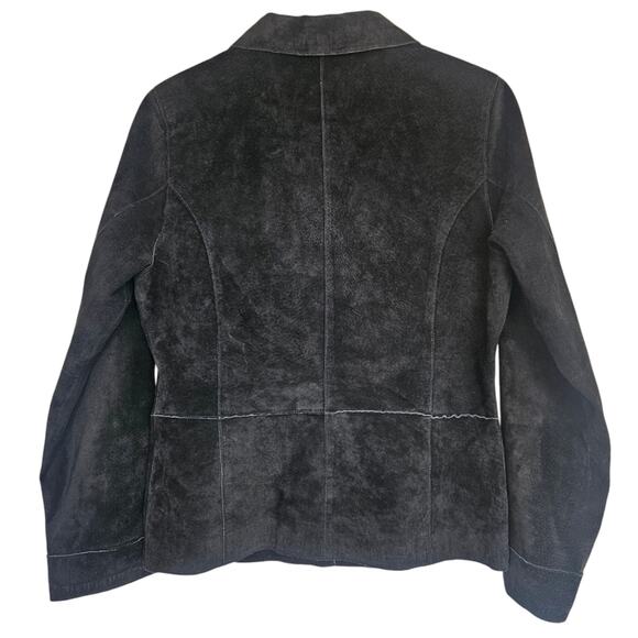 Brandon Thomas Black Suede Jacket Barn Coat Size M Genuine Leather Retro - Picture 9 of 9